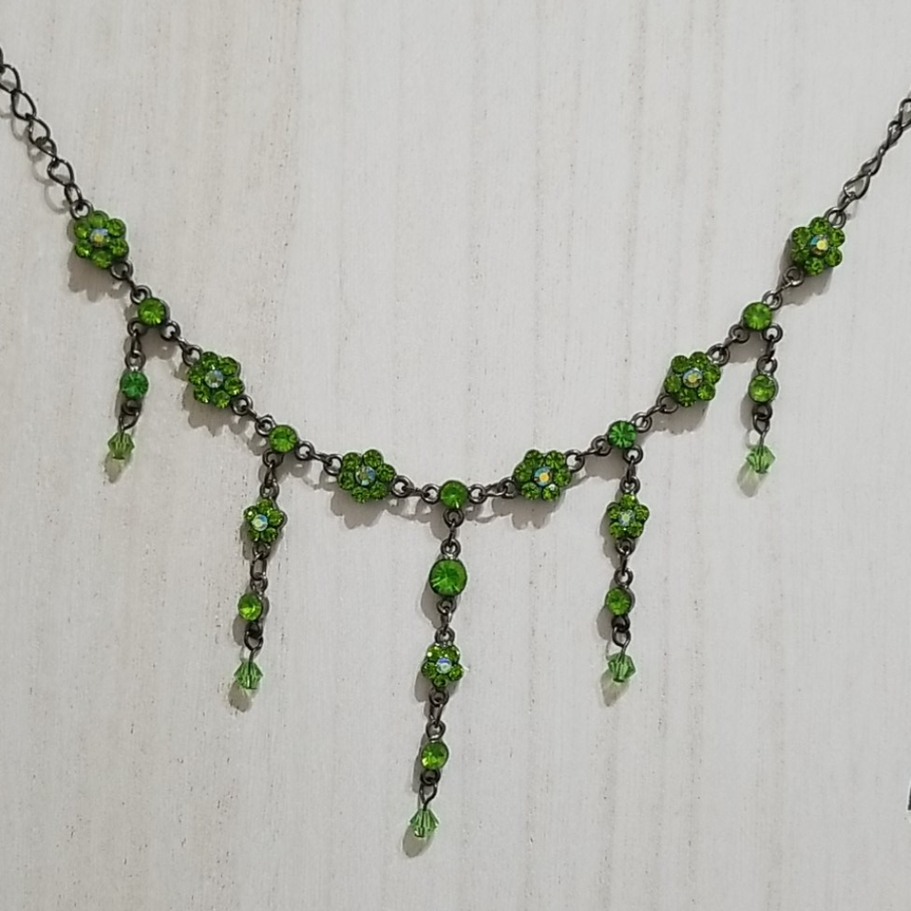 Green Crystal Flower Necklace